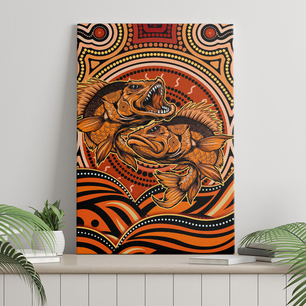 Barramundi Fish Canvas Wall Art Aboriginal Dot Art Indigenous Pattern