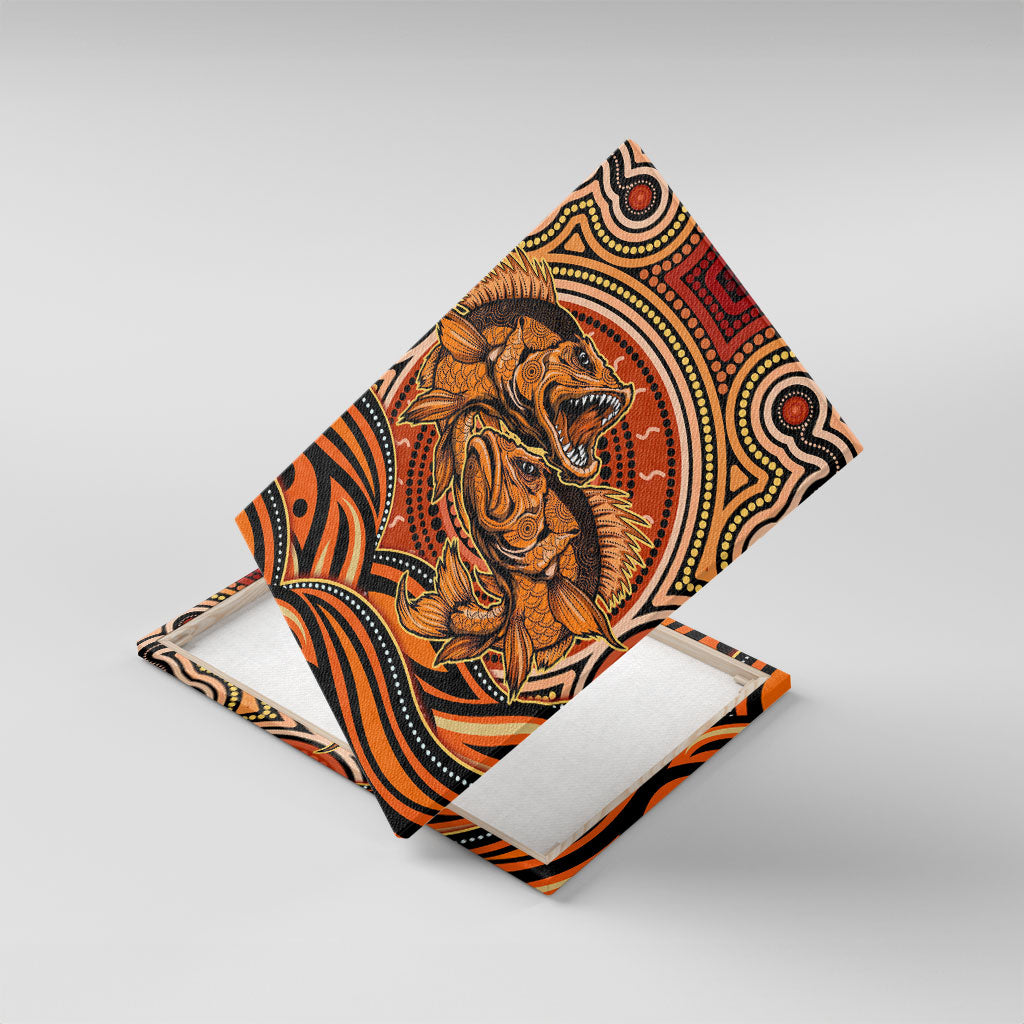 Barramundi Fish Canvas Wall Art Aboriginal Dot Art Indigenous Pattern