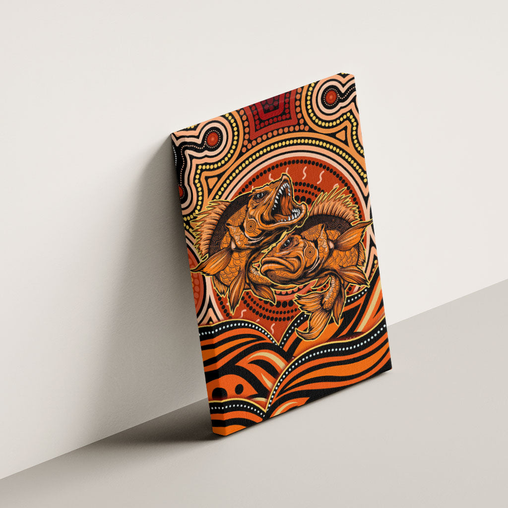 Barramundi Fish Canvas Wall Art Aboriginal Dot Art Indigenous Pattern