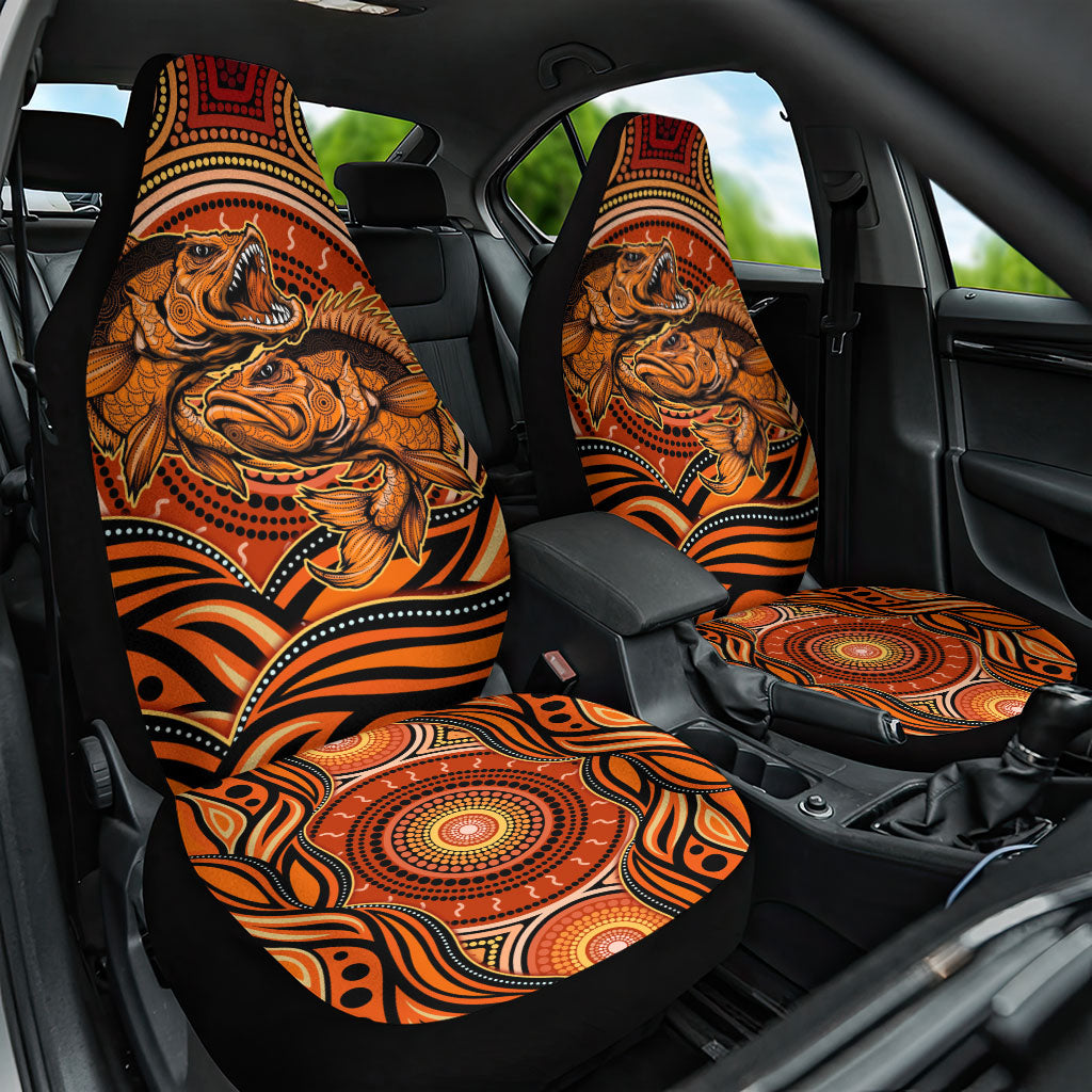 Barramundi Fish Car Seat Cover Aboriginal Dot Art Indigenous Pattern