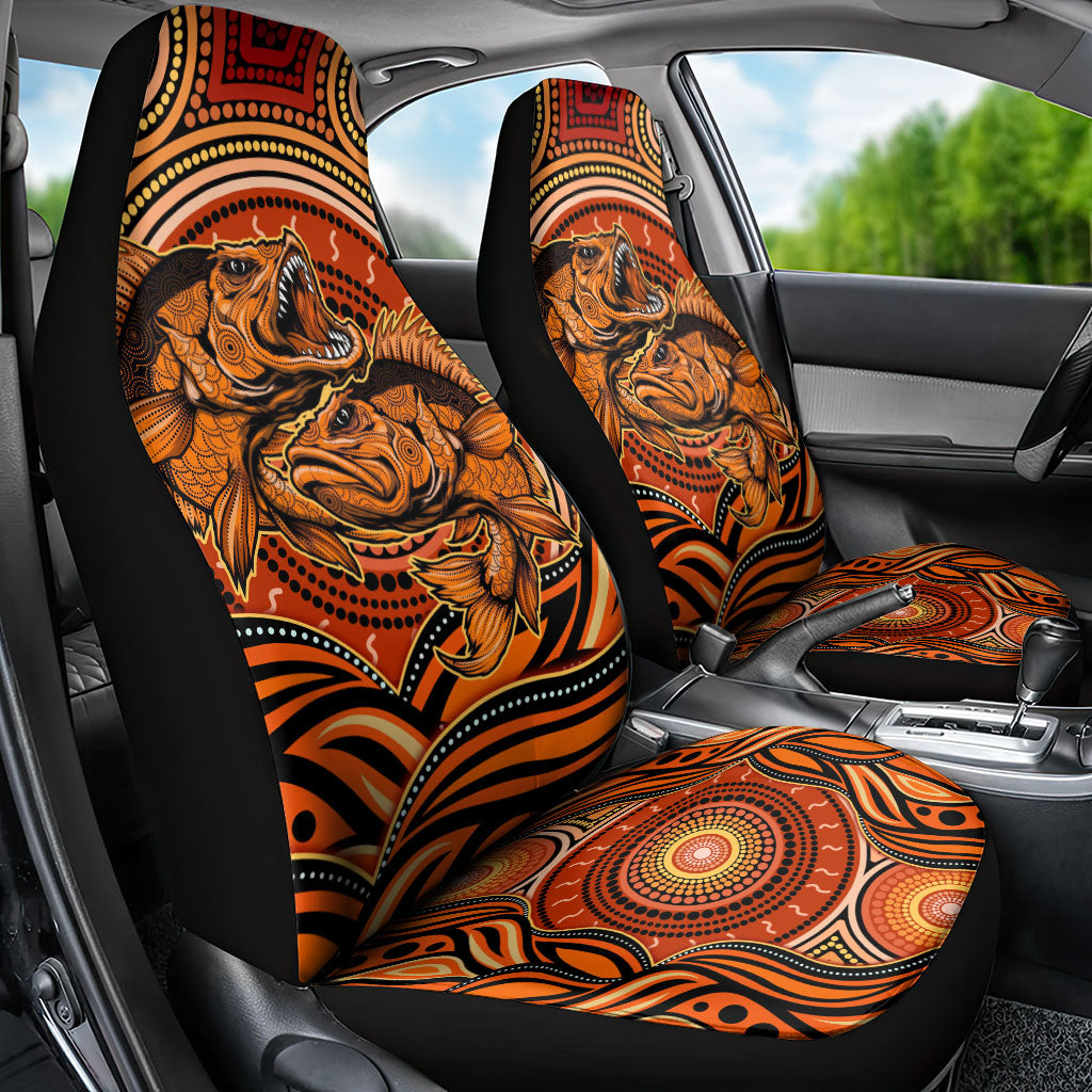 Barramundi Fish Car Seat Cover Aboriginal Dot Art Indigenous Pattern