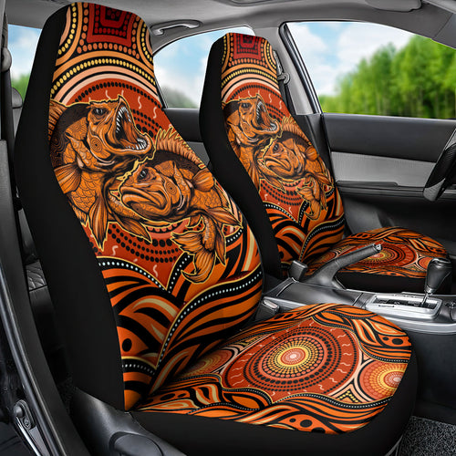 Barramundi Fish Car Seat Cover Aboriginal Dot Art Indigenous Pattern