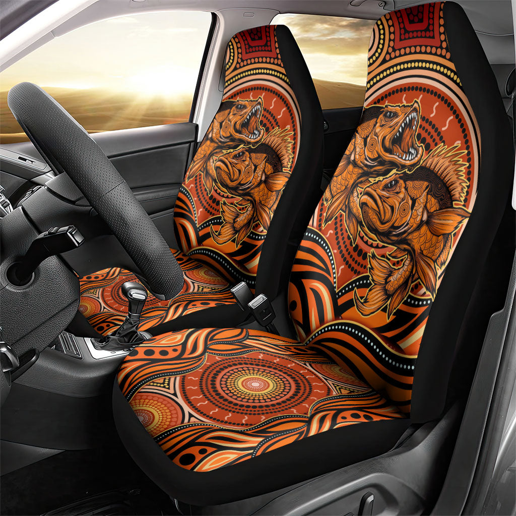 Barramundi Fish Car Seat Cover Aboriginal Dot Art Indigenous Pattern