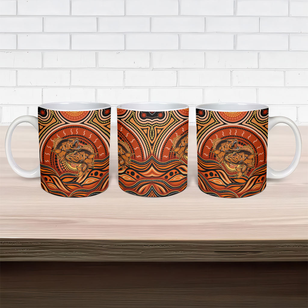 Barramundi Fish Ceramic Mug Aboriginal Dot Art Indigenous Pattern