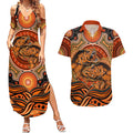 Barramundi Fish Couples Matching Summer Maxi Dress and Hawaiian Shirt Aboriginal Dot Art Indigenous Pattern
