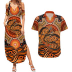 Barramundi Fish Couples Matching Summer Maxi Dress and Hawaiian Shirt Aboriginal Dot Art Indigenous Pattern