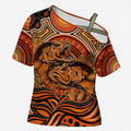 Barramundi Fish Cross Shoulder Shirt Aboriginal Dot Art Indigenous Pattern