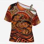 Barramundi Fish Cross Shoulder Shirt Aboriginal Dot Art Indigenous Pattern