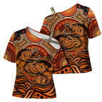 Barramundi Fish Cross Shoulder Shirt Aboriginal Dot Art Indigenous Pattern