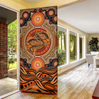 Barramundi Fish Door Cover Aboriginal Dot Art Indigenous Pattern