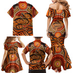 Barramundi Fish Family Matching Mermaid Dress and Hawaiian Shirt Aboriginal Dot Art Indigenous Pattern
