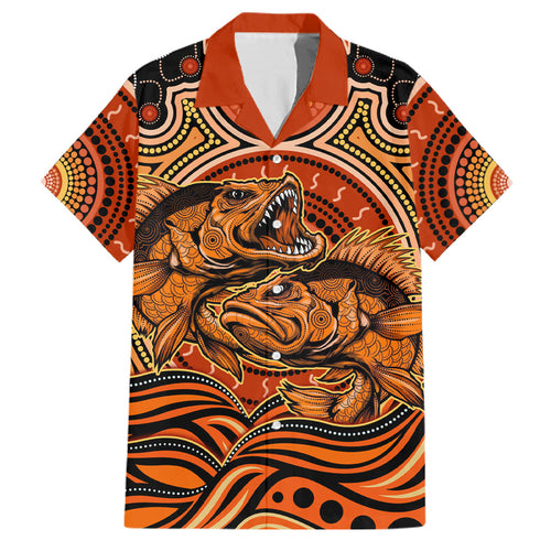 Barramundi Fish Family Matching Mermaid Dress and Hawaiian Shirt Aboriginal Dot Art Indigenous Pattern
