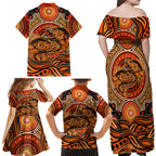 Barramundi Fish Family Matching Off Shoulder Maxi Dress and Hawaiian Shirt Aboriginal Dot Art Indigenous Pattern