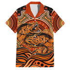 Barramundi Fish Family Matching Short Sleeve Bodycon Dress and Hawaiian Shirt Aboriginal Dot Art Indigenous Pattern
