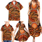 Barramundi Fish Family Matching Summer Maxi Dress and Hawaiian Shirt Aboriginal Dot Art Indigenous Pattern
