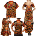 Barramundi Fish Family Matching Summer Maxi Dress and Hawaiian Shirt Aboriginal Dot Art Indigenous Pattern