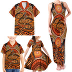 Barramundi Fish Family Matching Tank Maxi Dress and Hawaiian Shirt Aboriginal Dot Art Indigenous Pattern
