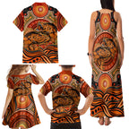 Barramundi Fish Family Matching Tank Maxi Dress and Hawaiian Shirt Aboriginal Dot Art Indigenous Pattern