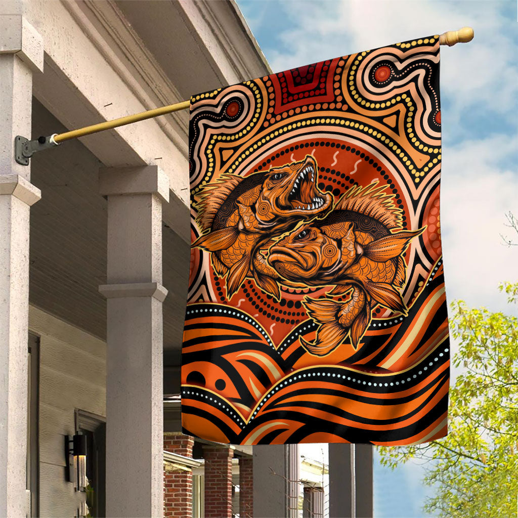Barramundi Fish Garden Flag Aboriginal Dot Art Indigenous Pattern