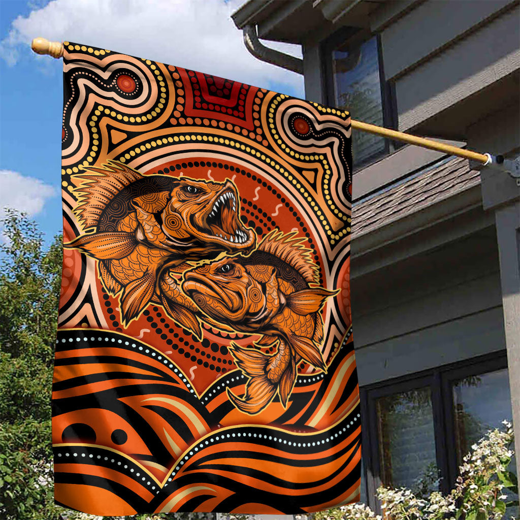 Barramundi Fish Garden Flag Aboriginal Dot Art Indigenous Pattern