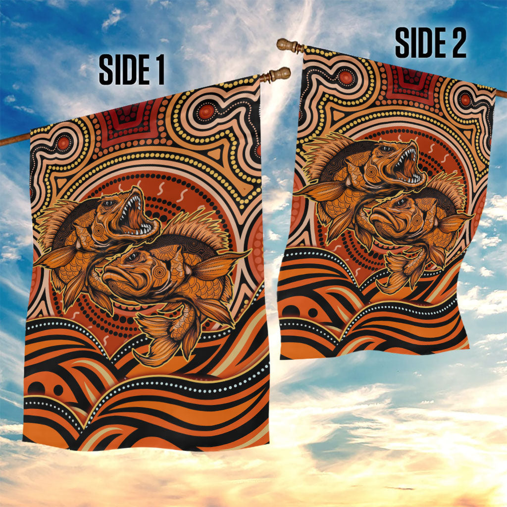 Barramundi Fish Garden Flag Aboriginal Dot Art Indigenous Pattern