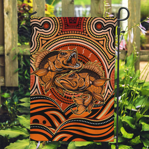 Barramundi Fish Garden Flag Aboriginal Dot Art Indigenous Pattern