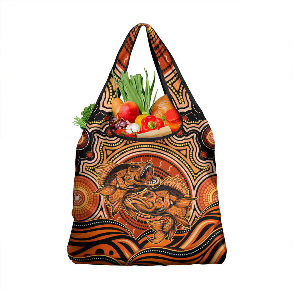 Barramundi Fish Grocery Bag Aboriginal Dot Art Indigenous Pattern