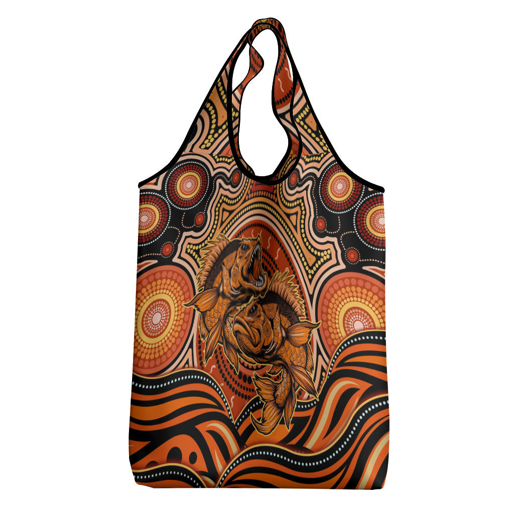 Barramundi Fish Grocery Bag Aboriginal Dot Art Indigenous Pattern