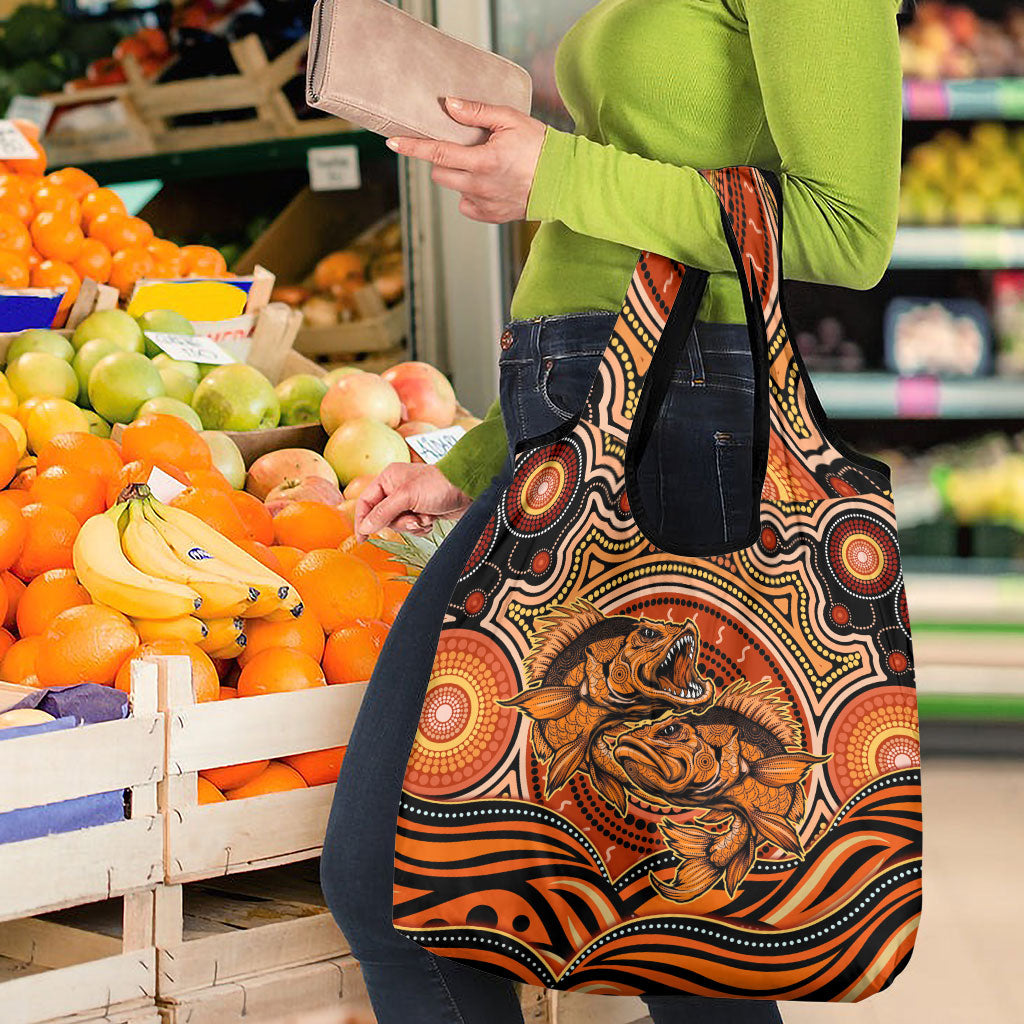 Barramundi Fish Grocery Bag Aboriginal Dot Art Indigenous Pattern