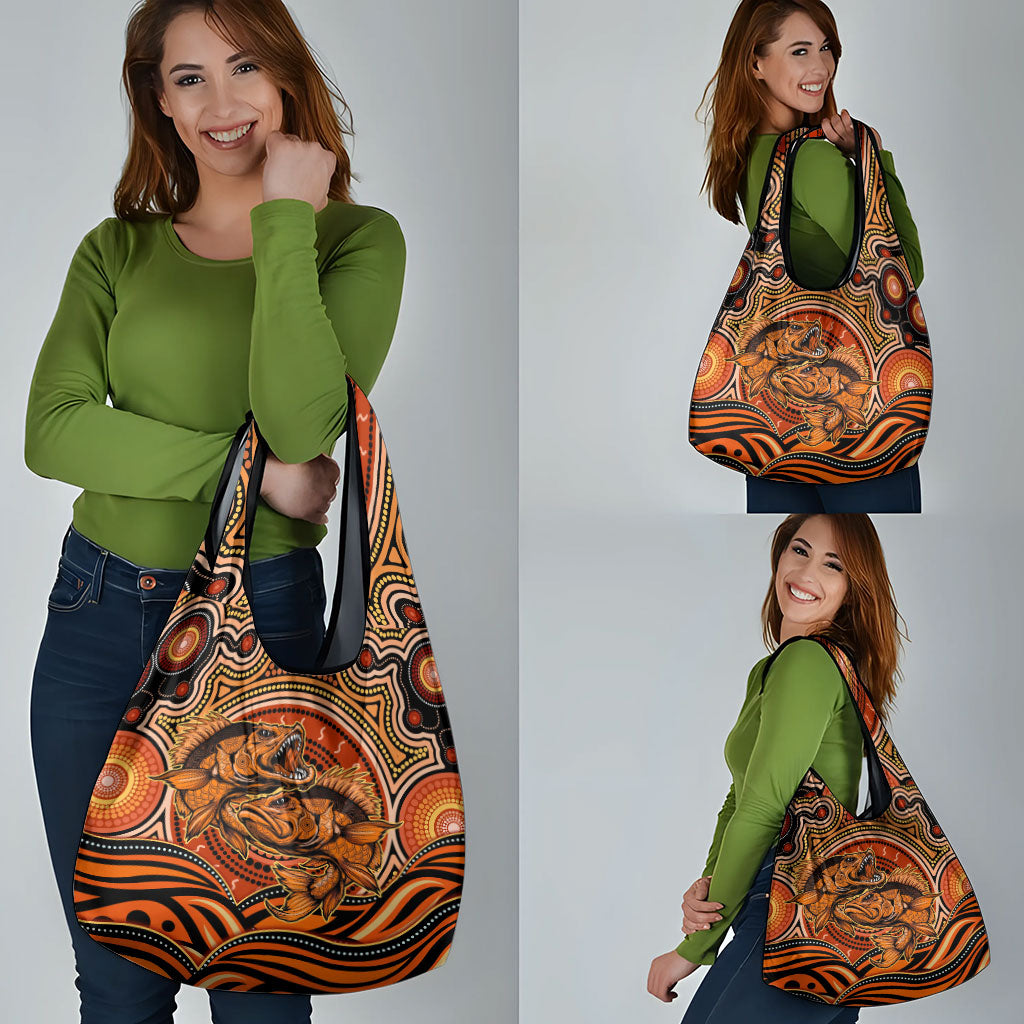 Barramundi Fish Grocery Bag Aboriginal Dot Art Indigenous Pattern