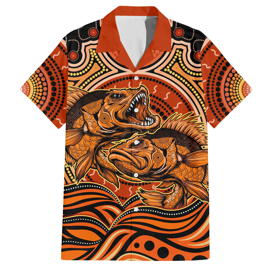 Barramundi Fish Hawaiian Shirt Aboriginal Dot Art Indigenous Pattern