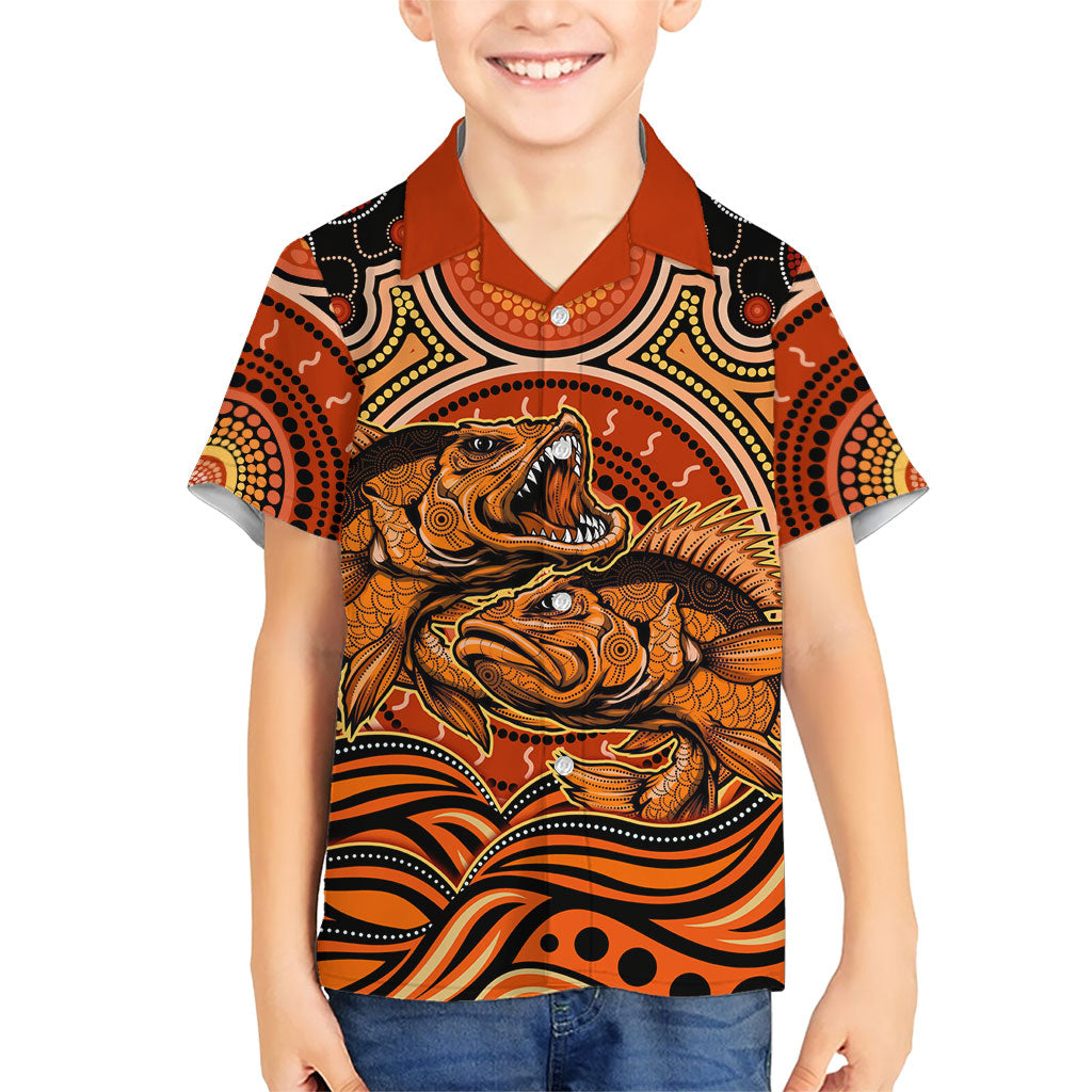 Barramundi Fish Hawaiian Shirt Aboriginal Dot Art Indigenous Pattern