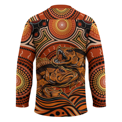 Barramundi Fish Hockey Jersey Aboriginal Dot Art Indigenous Pattern