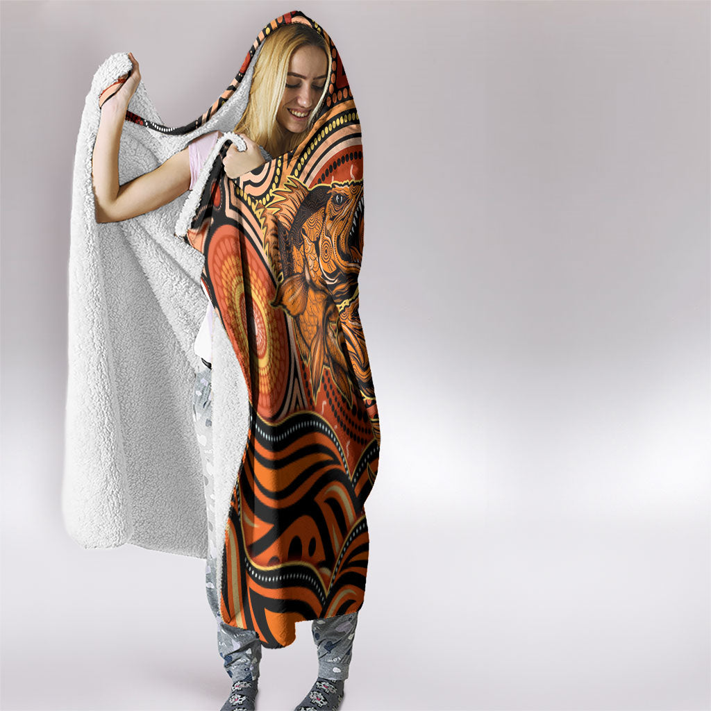 Barramundi Fish Hooded Blanket Aboriginal Dot Art Indigenous Pattern