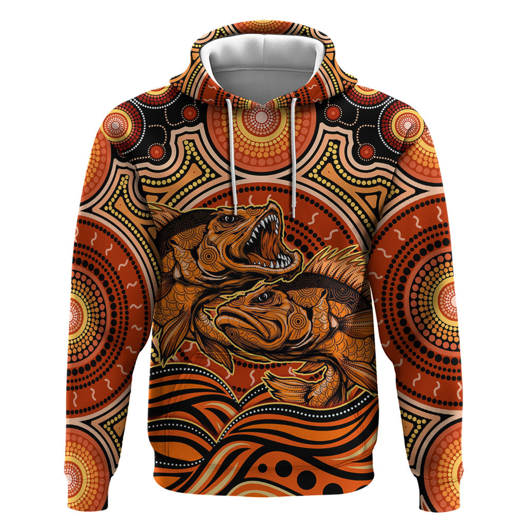 Barramundi Fish Hoodie Aboriginal Dot Art Indigenous Pattern