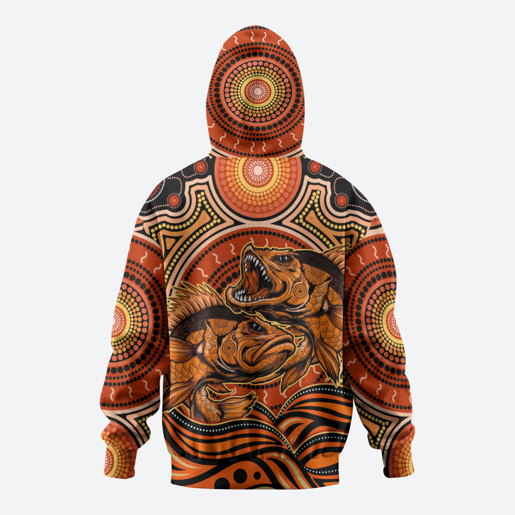 Barramundi Fish Hoodie Aboriginal Dot Art Indigenous Pattern