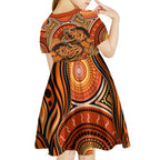 Barramundi Fish Kid Short Sleeve Dress Aboriginal Dot Art Indigenous Pattern