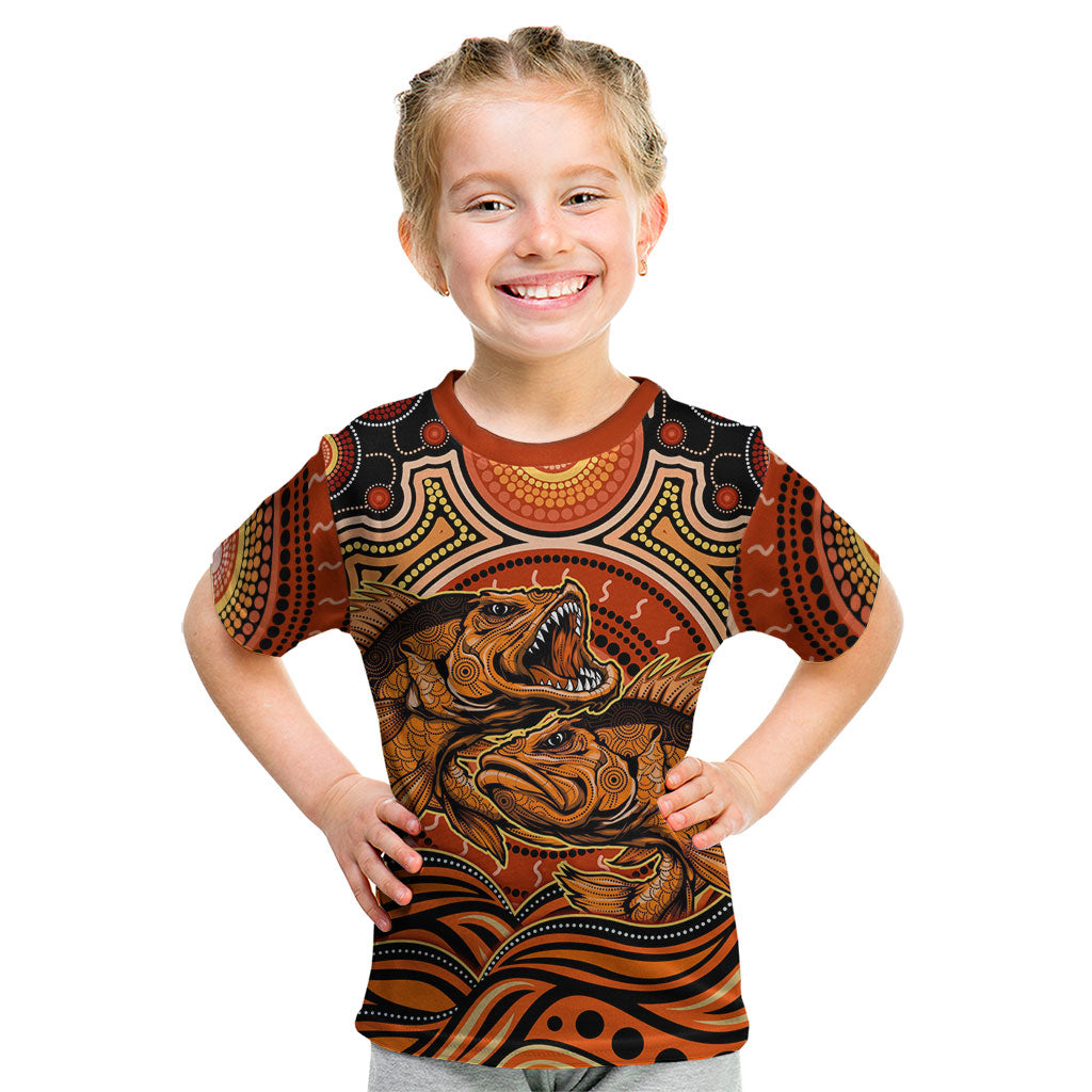 Barramundi Fish Kid T Shirt Aboriginal Dot Art Indigenous Pattern