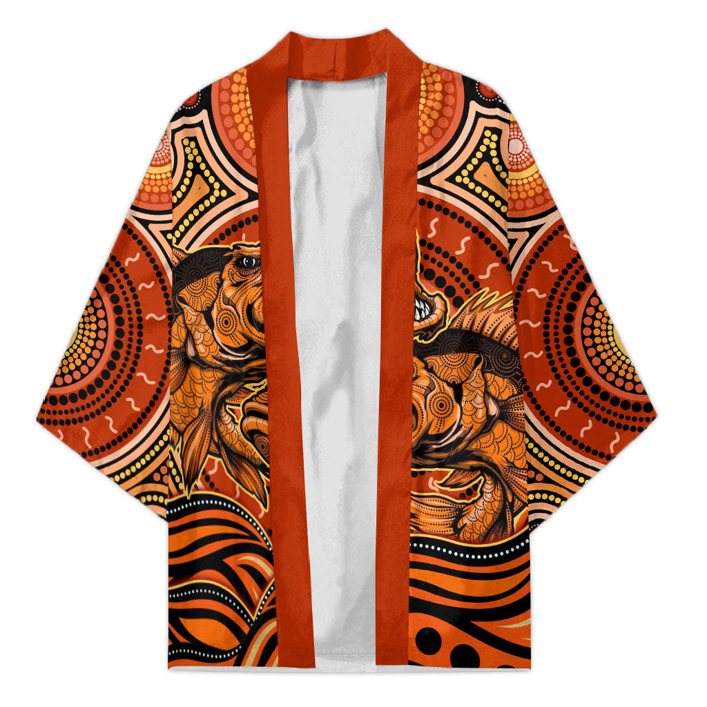 Barramundi Fish Kimono Aboriginal Dot Art Indigenous Pattern