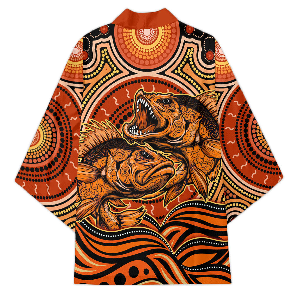 Barramundi Fish Kimono Aboriginal Dot Art Indigenous Pattern