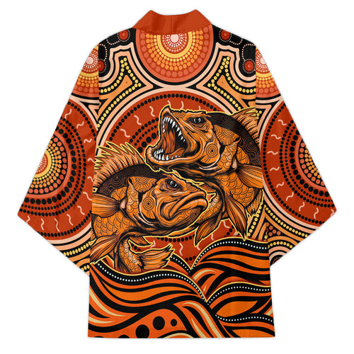 Barramundi Fish Kimono Aboriginal Dot Art Indigenous Pattern