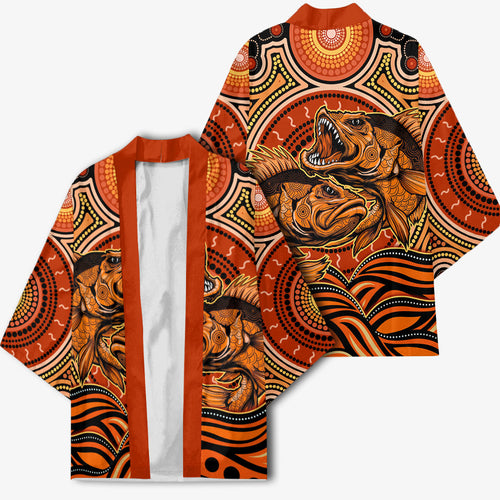 Barramundi Fish Kimono Aboriginal Dot Art Indigenous Pattern