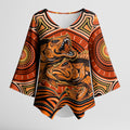 Barramundi Fish Kimono Sleeve Blouse Aboriginal Dot Art Indigenous Pattern