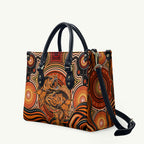 Barramundi Fish Leather Bag Aboriginal Dot Art Indigenous Pattern