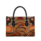 Barramundi Fish Leather Bag Aboriginal Dot Art Indigenous Pattern