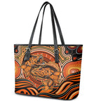 Barramundi Fish Leather Tote Bag Aboriginal Dot Art Indigenous Pattern