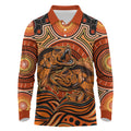 Barramundi Fish Long Sleeve Polo Shirt Aboriginal Dot Art Indigenous Pattern