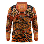 Barramundi Fish Long Sleeve Polo Shirt Aboriginal Dot Art Indigenous Pattern