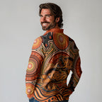 Barramundi Fish Long Sleeve Polo Shirt Aboriginal Dot Art Indigenous Pattern