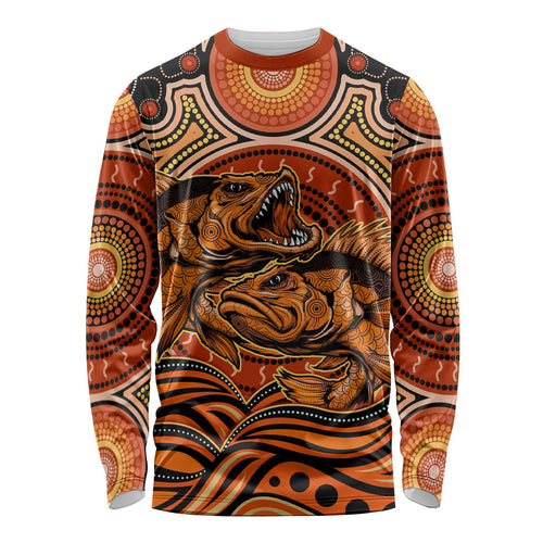 Barramundi Fish Long Sleeve Shirt Aboriginal Dot Art Indigenous Pattern